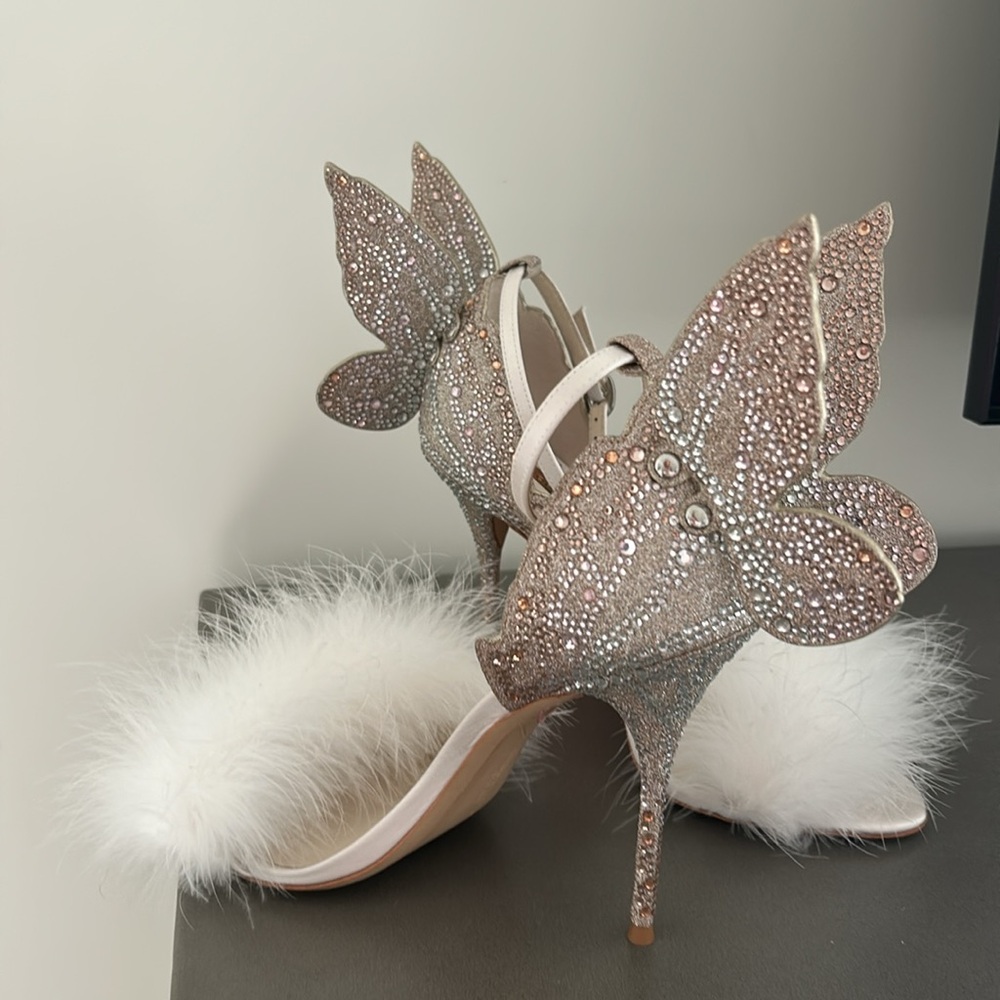 Sophia Webster White Feathered Heels - Picture 4 of 10